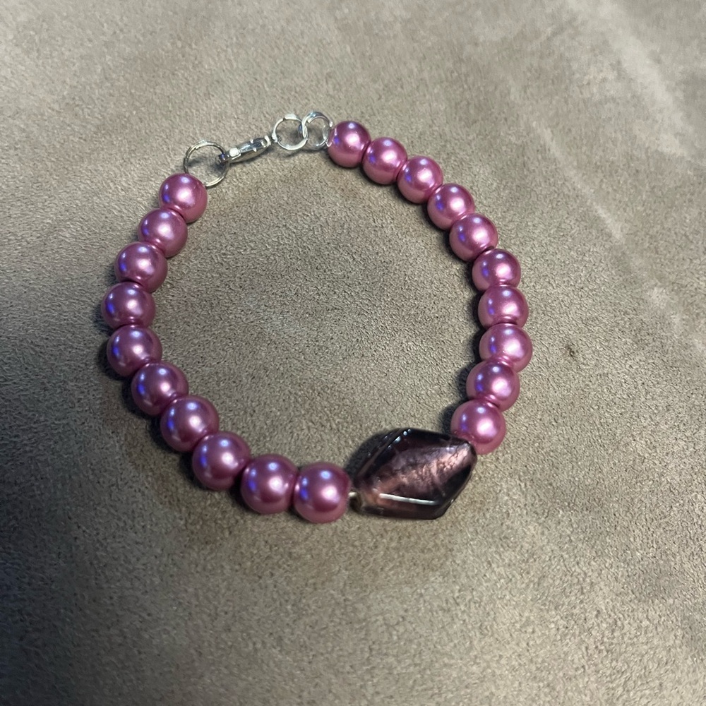 Elegant Pink Purple Pearl Bracelet